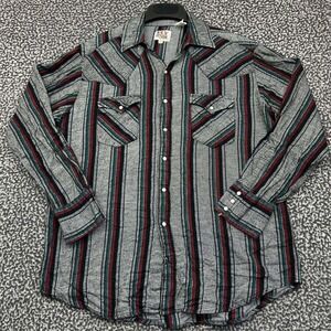 Vintage Ely Cattleman Button Up Shirt Men Large Striped Long Sleeve Collared L